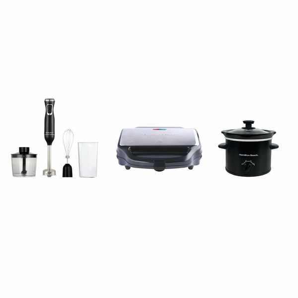  Hamilton Beach Essentials Food Prep Set, 4 in 1 Blender, Deep Fill Sand wich Toaster, 1.8L...