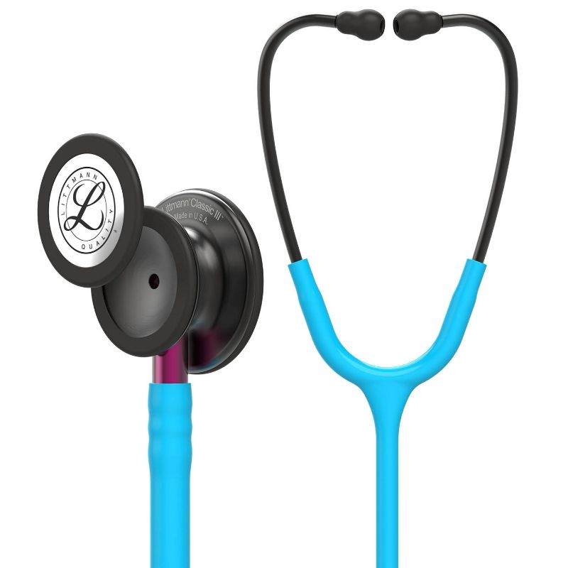 Littmann Classic III Monitoring Stethoscope: Smoke & Turquoise - Pink Stem